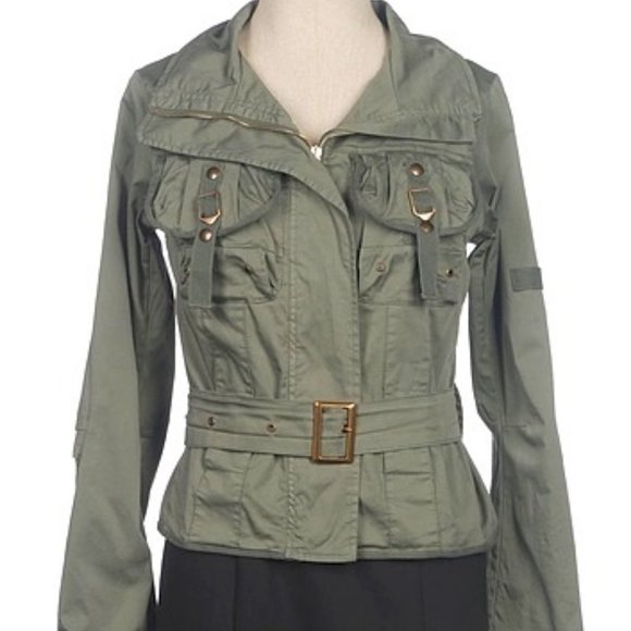 Kayla Military Crop Jacket Made In Italy Sz S